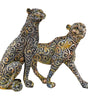 Handmade Colorful Leopard Figurines Set – Artistic Resin Cheetah Statues with Intricate Carved Patterns for Modern Home Décor Set Of Two (BLACKLUXE CRAFTS) - BLACKLUXECRAFTS