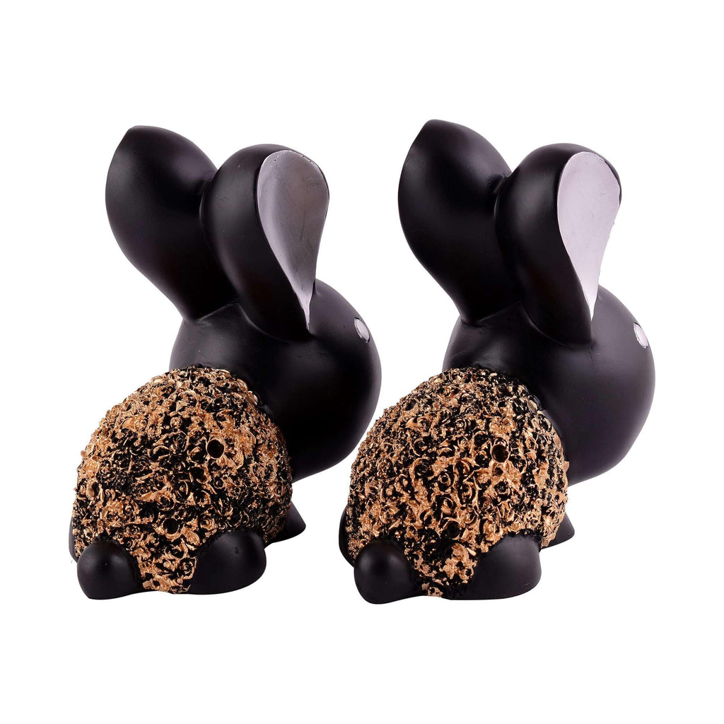 Handmade Black & Gold Bunny Figurines – Cute Resin Rabbit Pair Decorative Sculptures for Modern Home, Office & Tabletop Decor (BLACKLUXE CRAFTS) - BLACKLUXECRAFTS