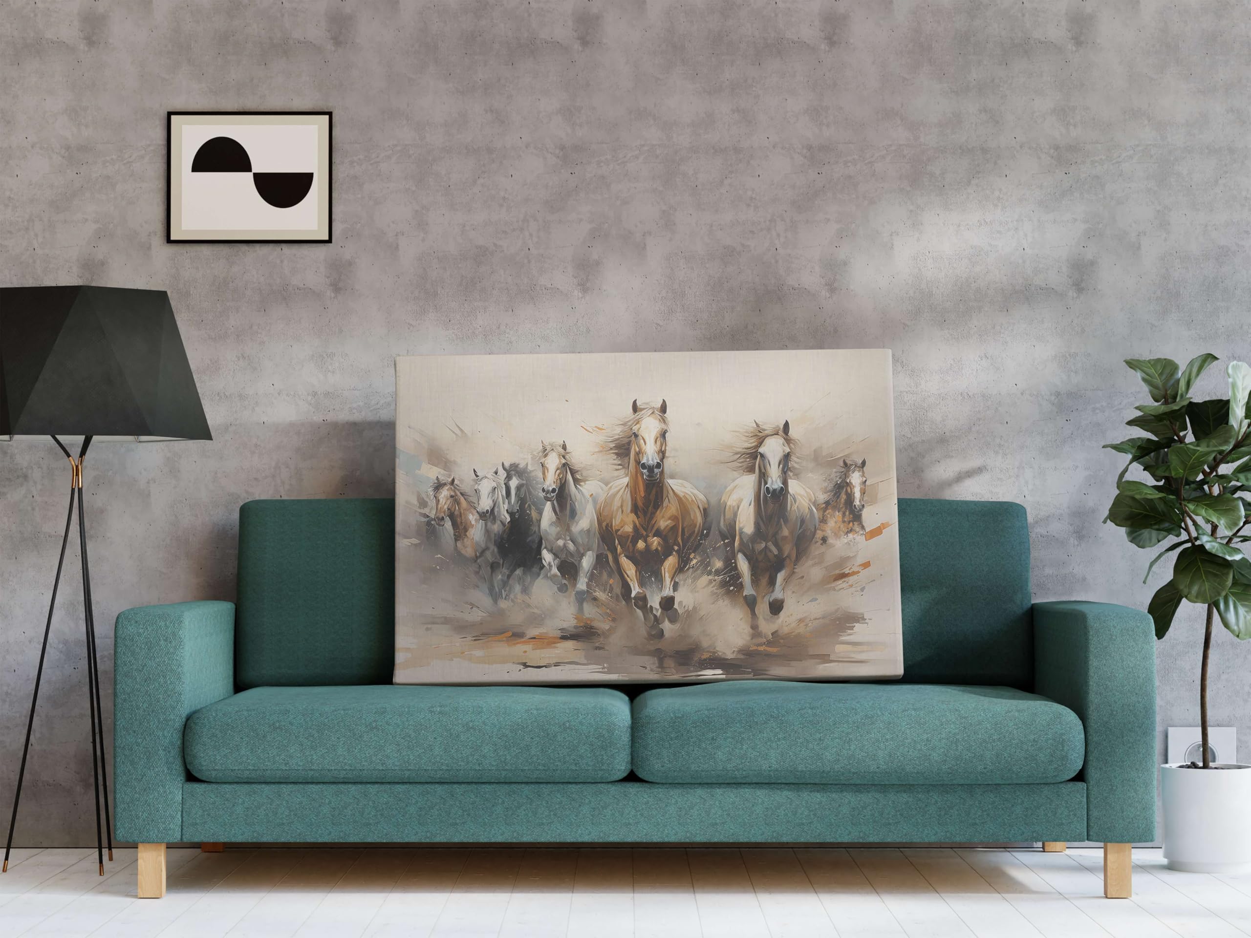 BLACKLUXE LIFESTYLE LTD Seven Horse Painting For Wall Decoration With Frame Canvas Painting For Living Room Bedroom Home Office & Hotels - BLACKLUXECRAFTS