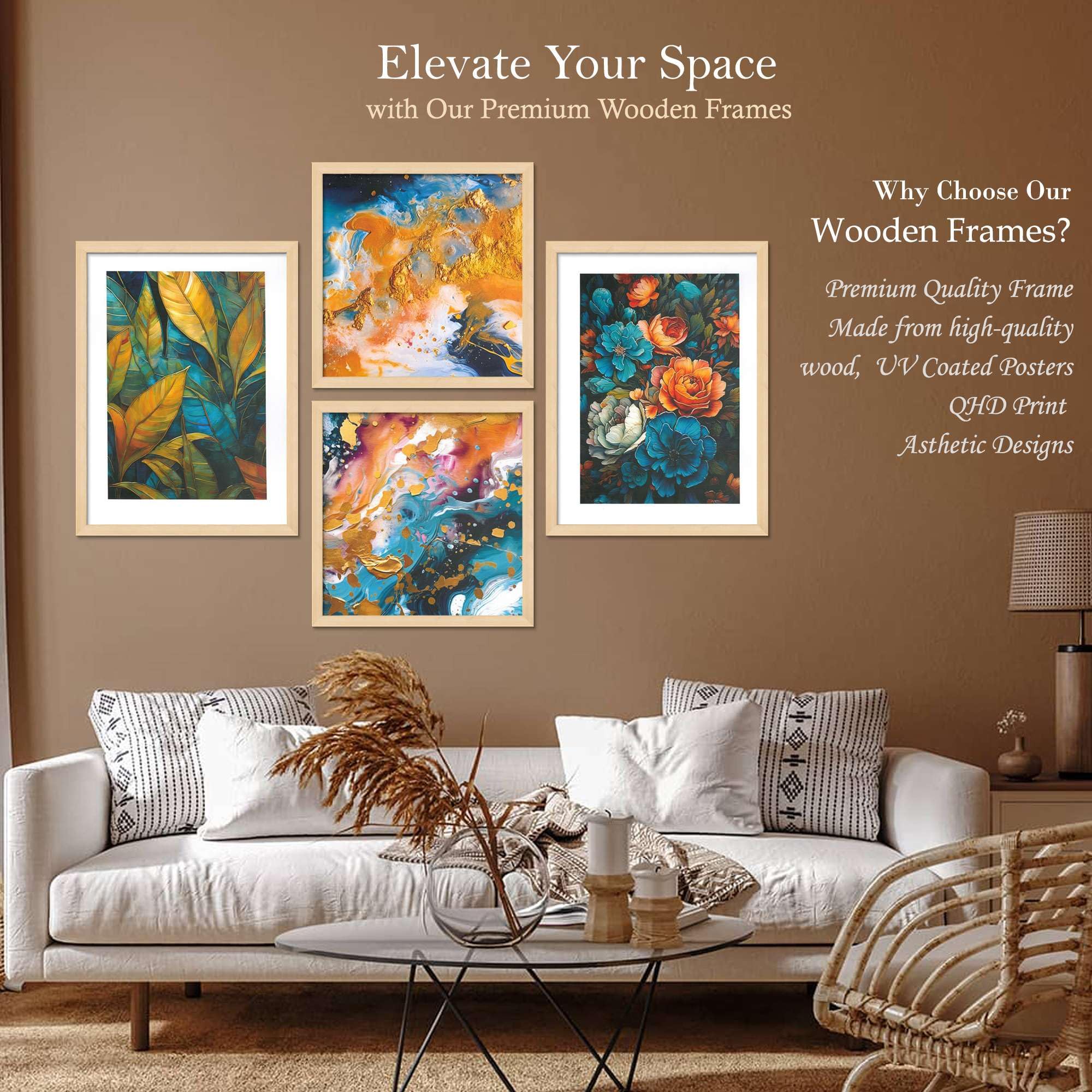 Modern Abstract & Floral Wall Art Set of 4 | Framed Canvas Prints for Living Room, Bedroom & Office Decor | Luxury Home Decoration
( 36X24 Inches ) (BLACKLUXE CRAFTS) - BLACKLUXECRAFTS