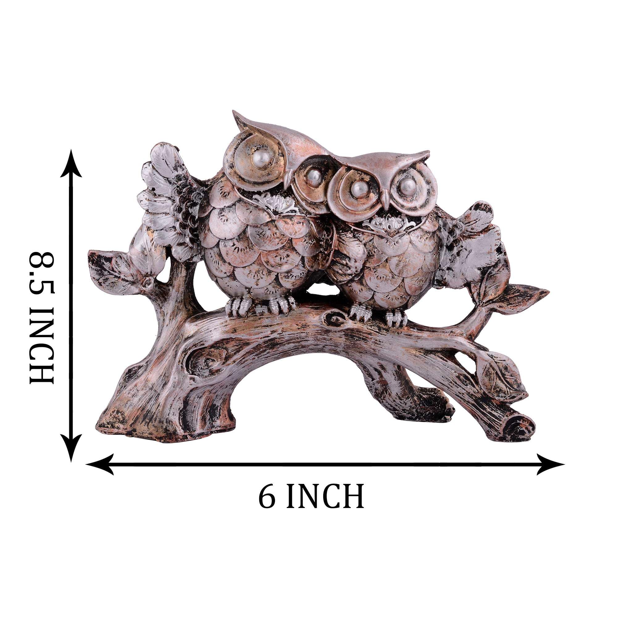 Vintage Twin Owl Figurine on Tree Branch – Handcrafted Resin Owl Statue for Home Décor & Gifting (BLACKLUXE CRAFTS) - BLACKLUXECRAFTS