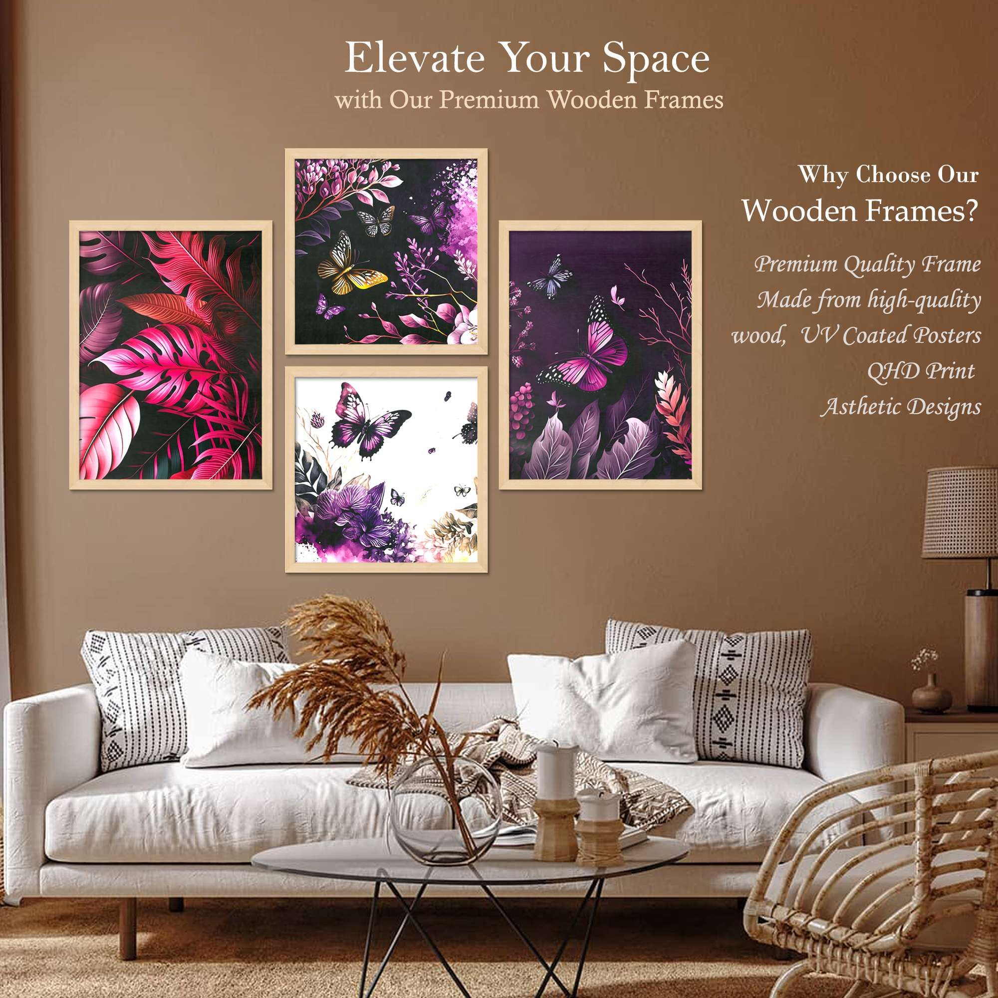 Purple Butterfly & Floral Wall Art Set of 4 | Modern Nature Canvas Prints | Elegant Framed Artwork for Living Room, Bedroom & Home Decor
( 36X24 Inches ) (BLACKLUXE CRAFTS) - BLACKLUXECRAFTS