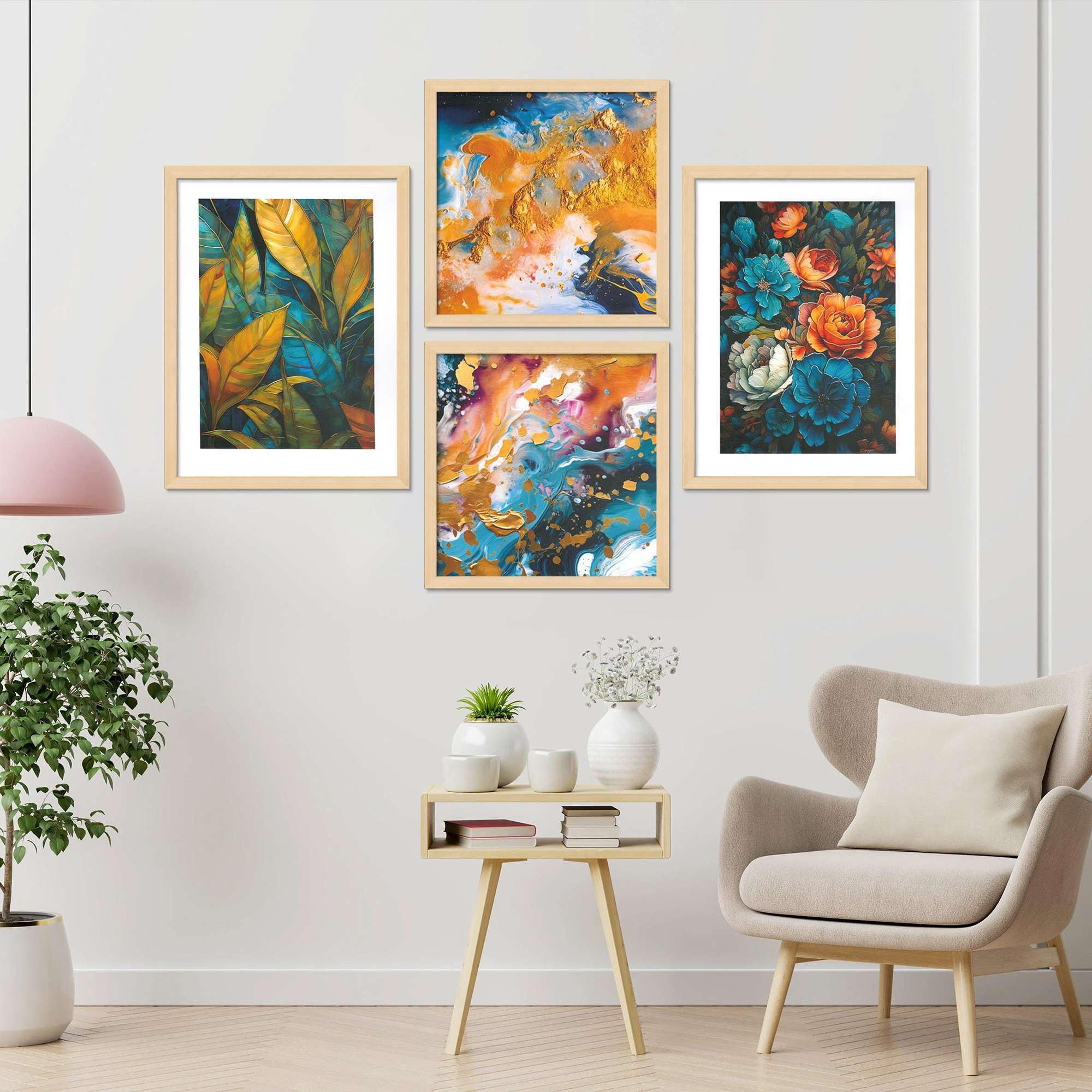 Modern Abstract & Floral Wall Art Set of 4 | Framed Canvas Prints for Living Room, Bedroom & Office Decor | Luxury Home Decoration
( 36X24 Inches ) (BLACKLUXE CRAFTS) - BLACKLUXECRAFTS