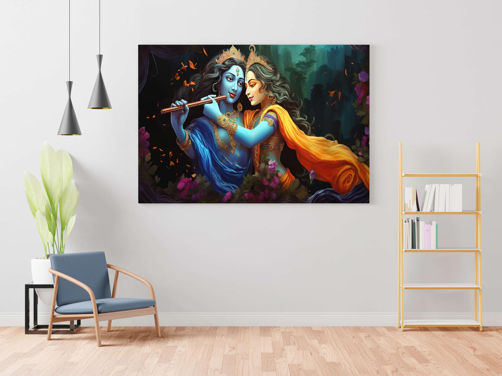 BLACKLUXE LIFESTYLE LTD Radha Krishna Paintings For Wall Decoration With Frame Canvas Painting For Living Room Bedroom Home Office & Hotels - BLACKLUXECRAFTS