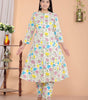 Women's Cotton Floral Printed Mandarin Collar A-Line Kurti with Pant (Cream)(BLACKLUXE CRAFTS) - BLACKLUXECRAFTS