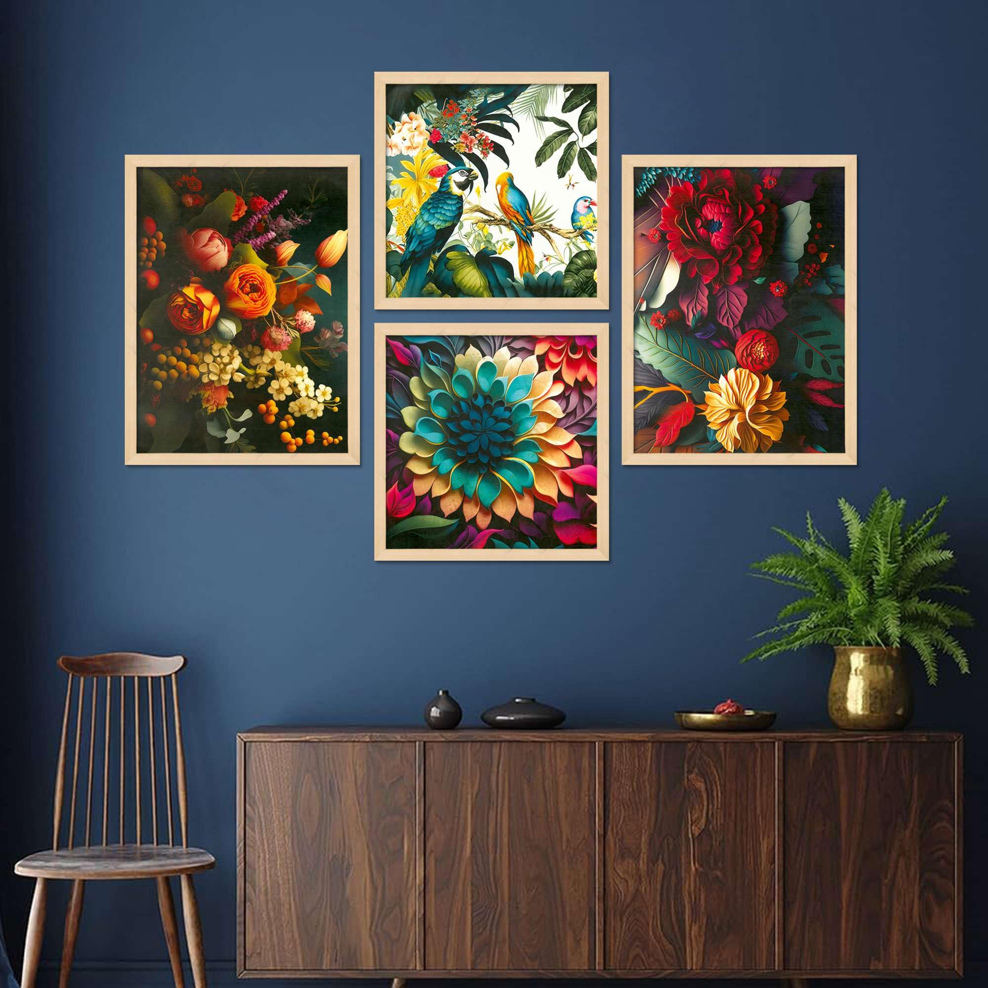 Tropical Parrot & Floral Wall Art Set of 4 | Colorful Botanical & Bird Canvas Prints | Modern Framed Artwork for Living Room, Bedroom & Office Decor
( 36X24 Inches ) (BLACKLUXE CRAFTS) - BLACKLUXECRAFTS