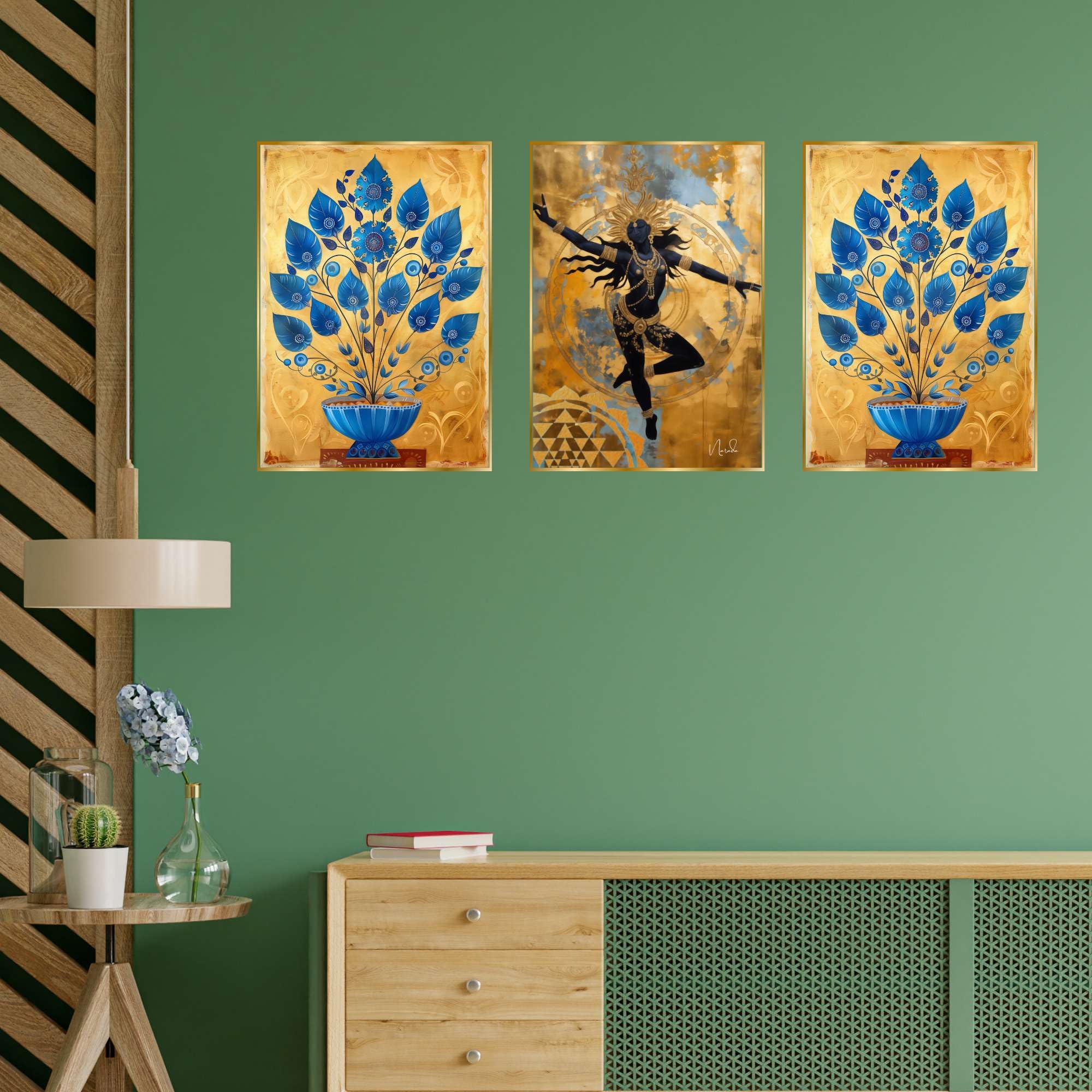 BLACKLUXE LIFESTYLE LTD Set of Three Wall Paintings for Wall Dacoration Golden Framed Wall Paintings for Living Room & Bedroom Wall Art for Home Decoration & Office Wall Décor - BLACKLUXECRAFTS