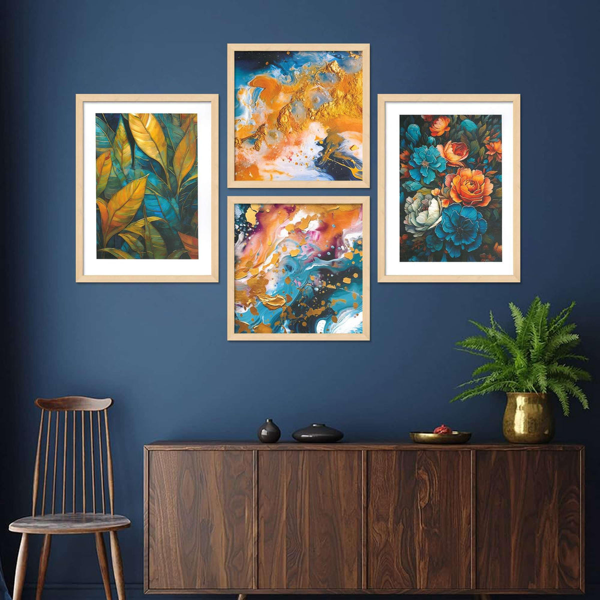 Modern Abstract & Floral Wall Art Set of 4 | Framed Canvas Prints for Living Room, Bedroom & Office Decor | Luxury Home Decoration
( 36X24 Inches ) (BLACKLUXE CRAFTS) - BLACKLUXECRAFTS