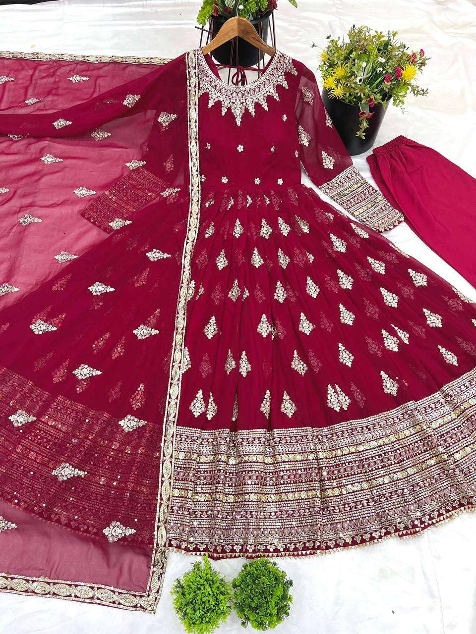 Embroidered Anarkali Suit with Dupatta – Festive Wedding Party Wear Indian Outfit for Women (BLACKLUXE CRAFTS) - BLACKLUXECRAFTS