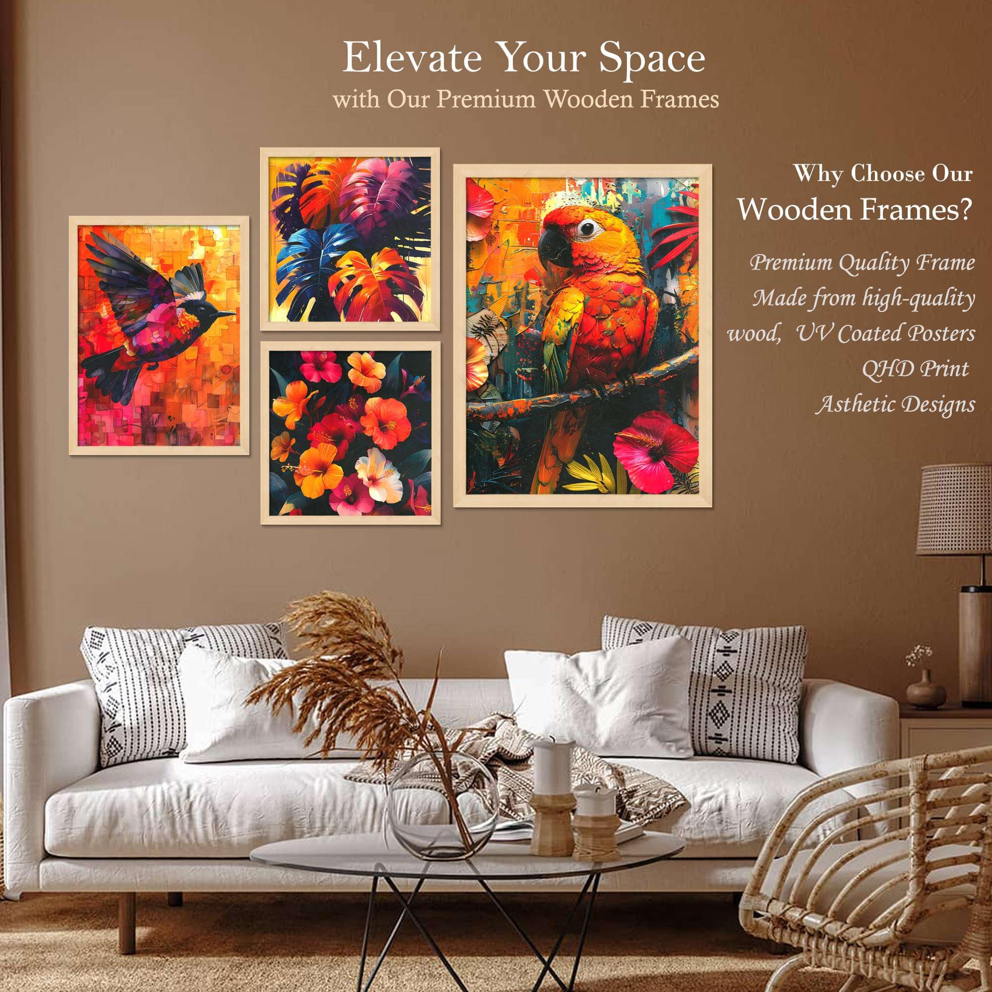 Tropical Parrot Wall Art Set of 4 | Colorful Bird & Floral Canvas Prints | Exotic Jungle Theme Home Decor for Living Room, Bedroom & Office
( 36X24 Inches ) (BLACKLUXE CRAFTS) - BLACKLUXECRAFTS