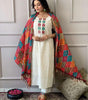 White Cotton Kurta Set with Multicolor Bandhani Dupatta | Indian Pakistani Ethnic Wear for Women (BLACKLUXE CRAFTS) - BLACKLUXECRAFTS