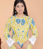 Women's Cotton Printed Mandarin Collar A-Line Kurti with Pant (Lemon) (BLACKLUXE CRAFTS) - BLACKLUXECRAFTS
