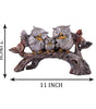 Silver Owl Family Figurine on Tree Branch – Handcrafted Resin Owl Sculpture for Home Décor & Gift (BLACKLUXE CRAFTS) - BLACKLUXECRAFTS