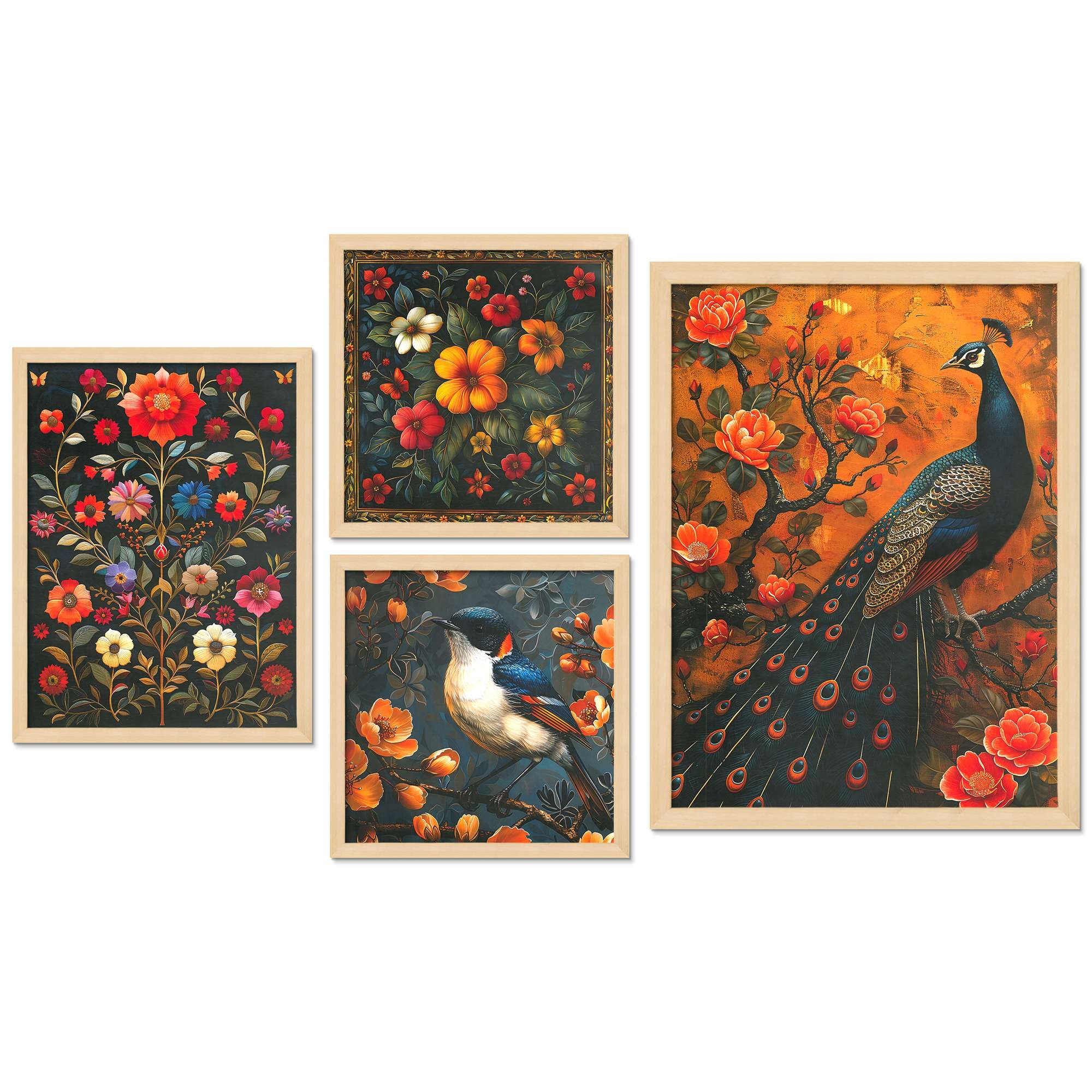 Peacock & Floral Wall Art Set of 4 | Elegant Bird and Flower Canvas Prints | Luxury Nature Wall Decor for Living Room, Bedroom & Office
( 36X24 Inches ) (BLACKLUXE CRAFTS) - BLACKLUXECRAFTS