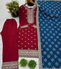Women's Chinnon Silk Embroidered Straight Kurti with Pant & Dupatta Set (BLACKLUXE CRAFTS) - BLACKLUXECRAFTS
