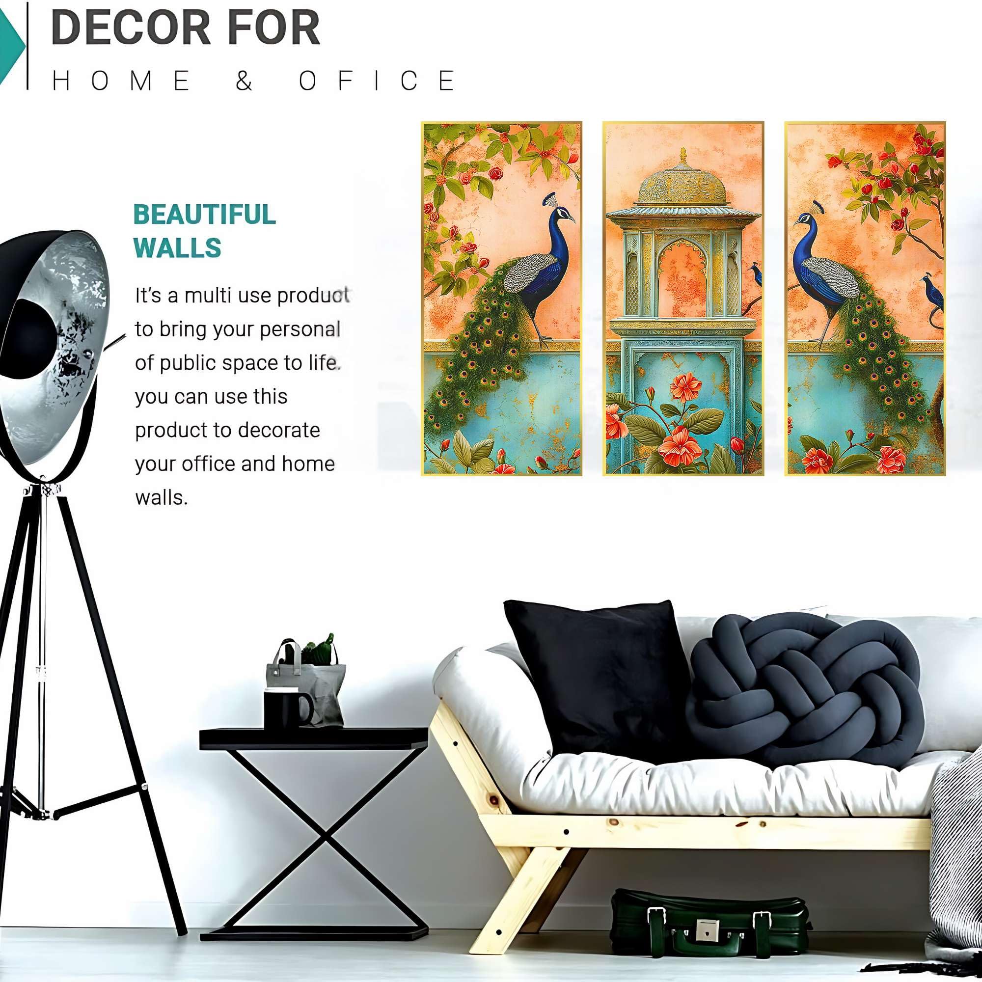 BLACKLUXE LIFESTYLE LTD Set of Three large Wall Paintings for Wall Dacoration Golden Framed Wall Paintings for Living Room & Bedroom Wall Art for Home Decoration & Office Wall Décor - BLACKLUXECRAFTS