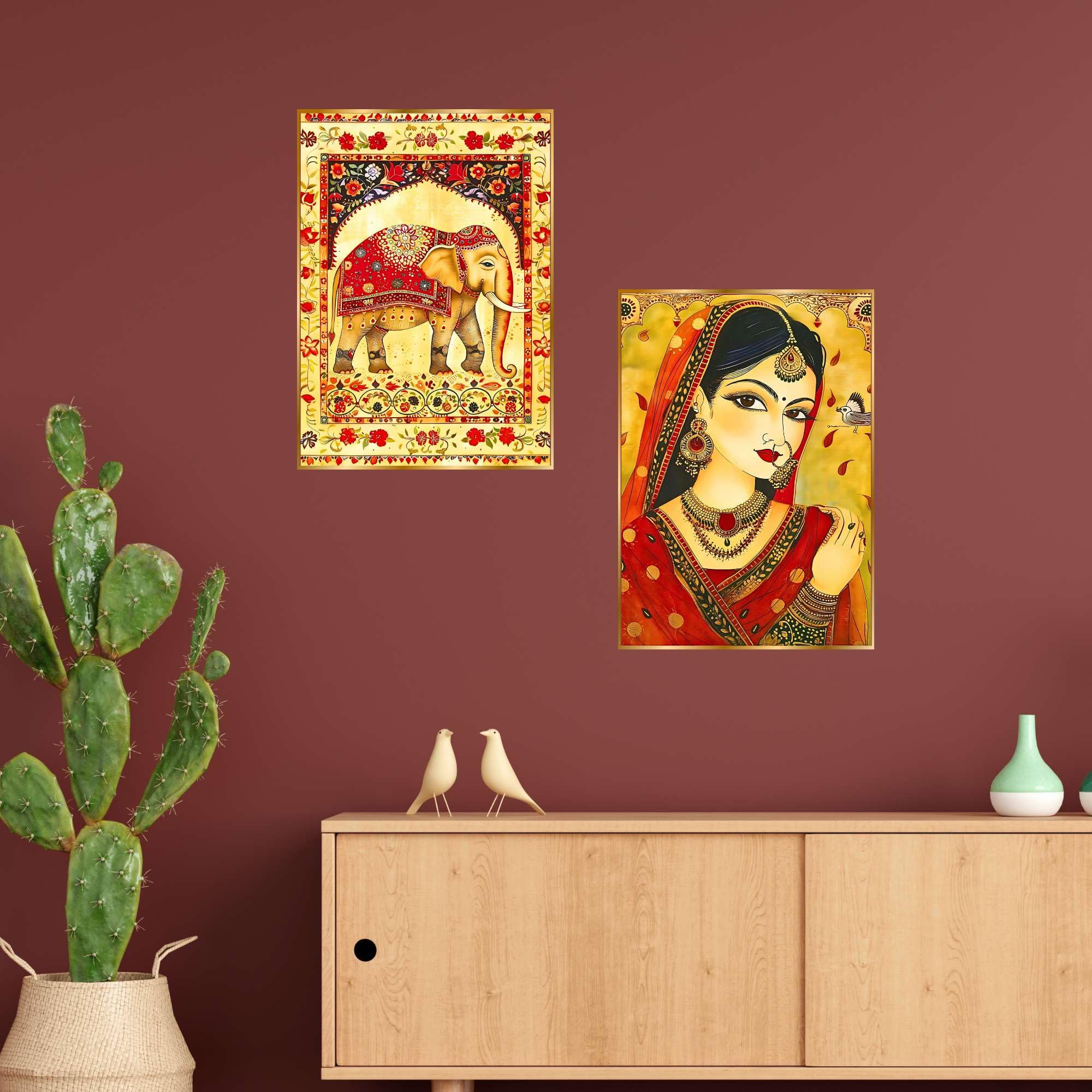 BLACKLUXE LIFESTYLE LTD Set of Two Wall Paintings for Wall Dacoration Golden Framed Wall Paintings for Living Room & Bedroom Wall Art for Home Decoration & Office Wall Décor - BLACKLUXECRAFTS