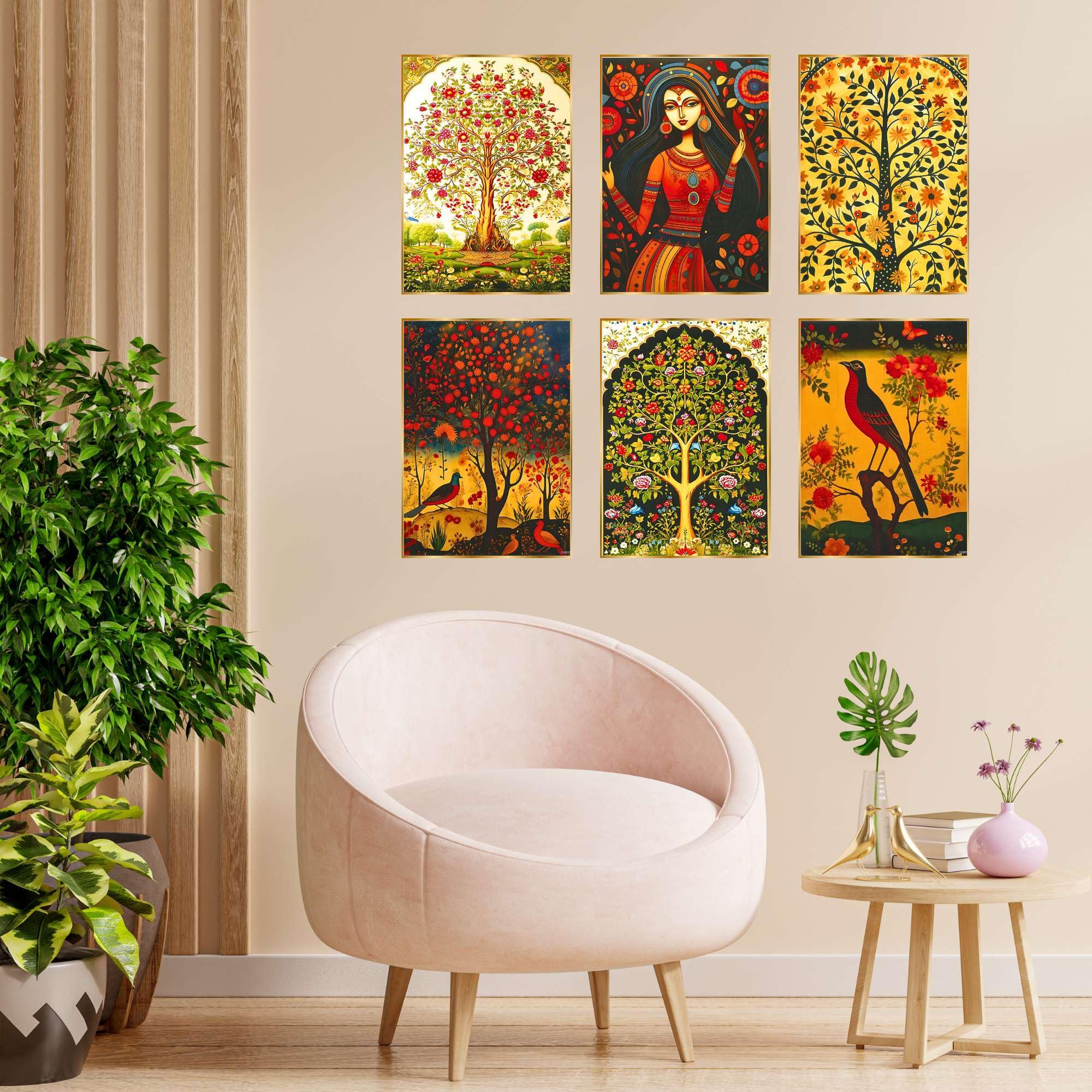 BLACKLUXE LIFESTYLE LTD Set of Six Wall Paintings for Wall Dacoration Golden Framed Wall Paintings for Living Room & Bedroom Wall Art for Home Decoration & Office Wall Décor - BLACKLUXECRAFTS