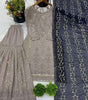Women's Faux Georgette Embroidered Straight Kurti with Sharara and Dupatta Set (BLACKLUXE CRAFTS) - BLACKLUXECRAFTS