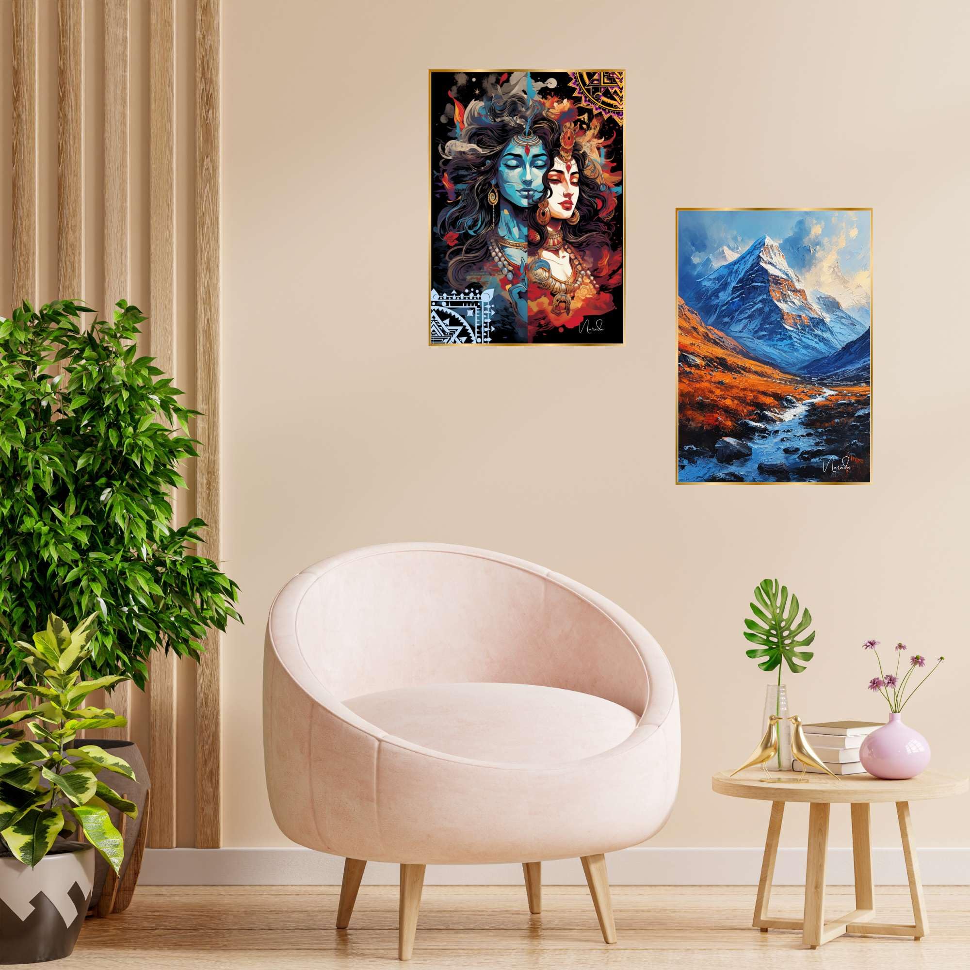 BLACKLUXE LIFESTYLE LTD Set of Two Wall Paintings for Wall Dacoration Golden Framed Wall Paintings for Living Room & Bedroom Wall Art for Home Decoration & Office Wall Décor - BLACKLUXECRAFTS