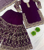 Purple Embroidered Kurta Sharara Set with Dupatta – Luxury Indian Wedding & Party Wear Outfit for Women (BLACKLUXE CRAFTS) - BLACKLUXECRAFTS