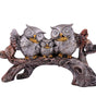 Silver Owl Family Figurine on Tree Branch – Handcrafted Resin Owl Sculpture for Home Décor & Gift (BLACKLUXE CRAFTS) - BLACKLUXECRAFTS