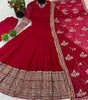 Maroon Anarkali Gown with Heavy Golden Embroidery & Dupatta | Designer Indian Pakistani Wedding Dress for Women (BLACKLUXE CRAFTS) - BLACKLUXECRAFTS