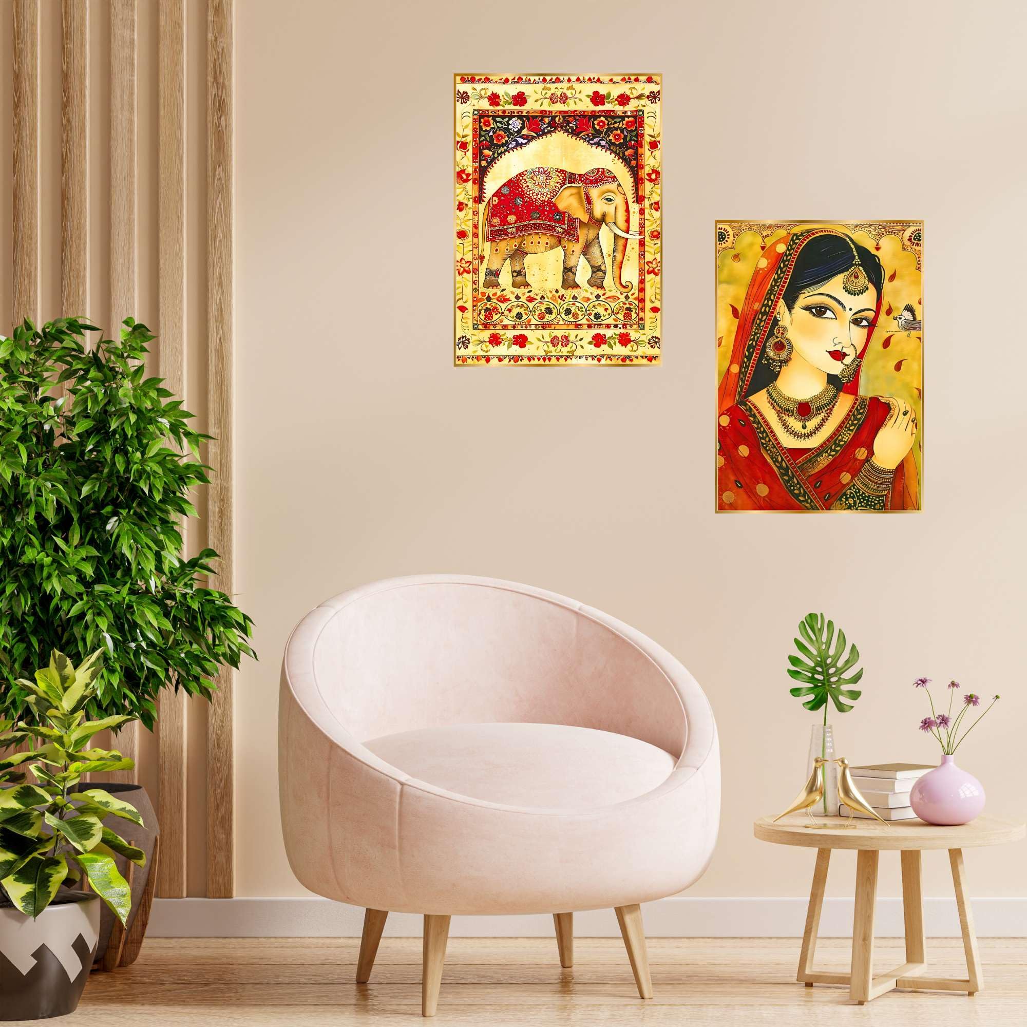 BLACKLUXE LIFESTYLE LTD Set of Two Wall Paintings for Wall Dacoration Golden Framed Wall Paintings for Living Room & Bedroom Wall Art for Home Decoration & Office Wall Décor - BLACKLUXECRAFTS