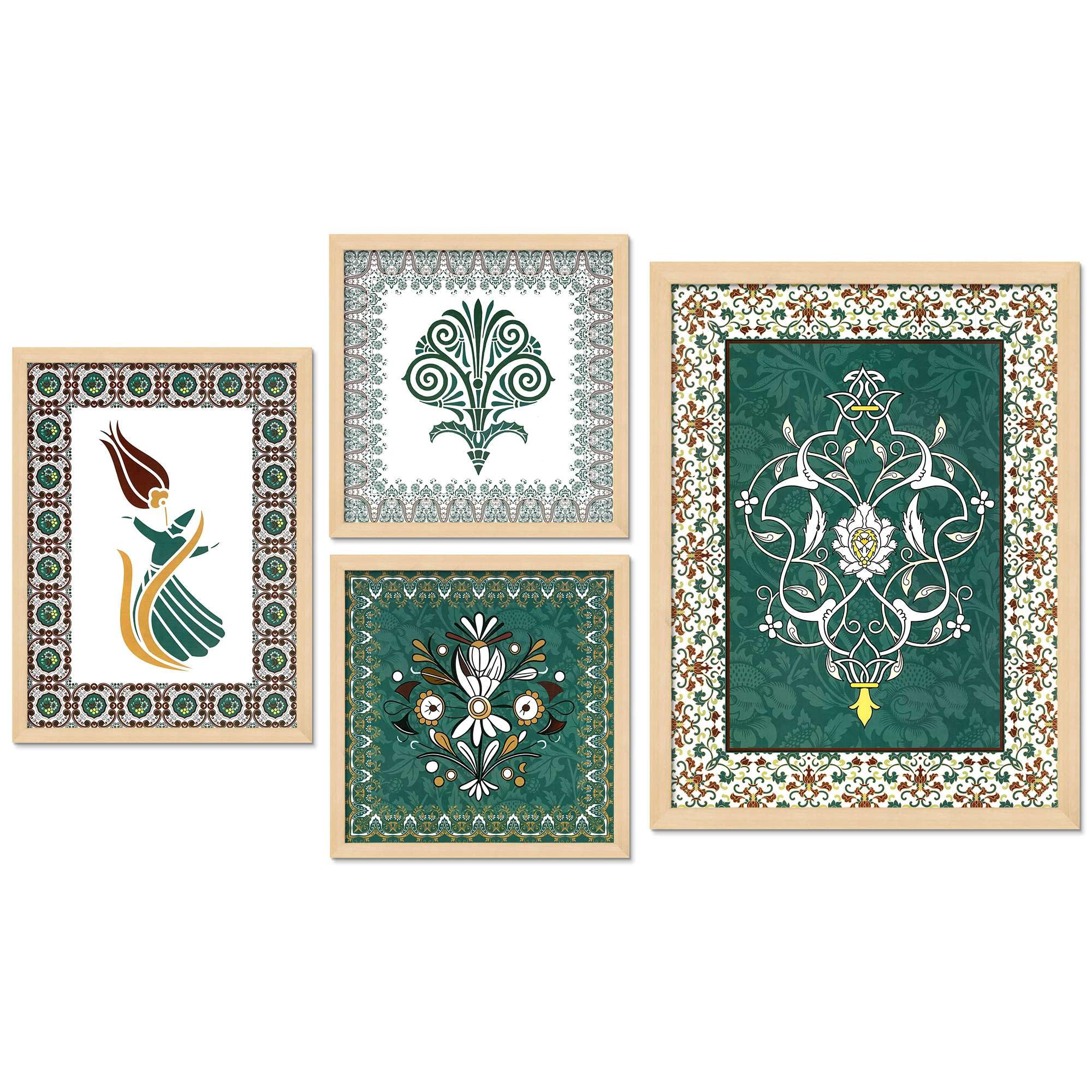Islamic Wall Art Set of 4 | Arabic Calligraphy & Geometric Prints | Muslim Home Decor | Framed Artwork for Living Room, Mosque & Office
( 36X24 Inches ) (BLACKLUXE CRAFTS) - BLACKLUXECRAFTS