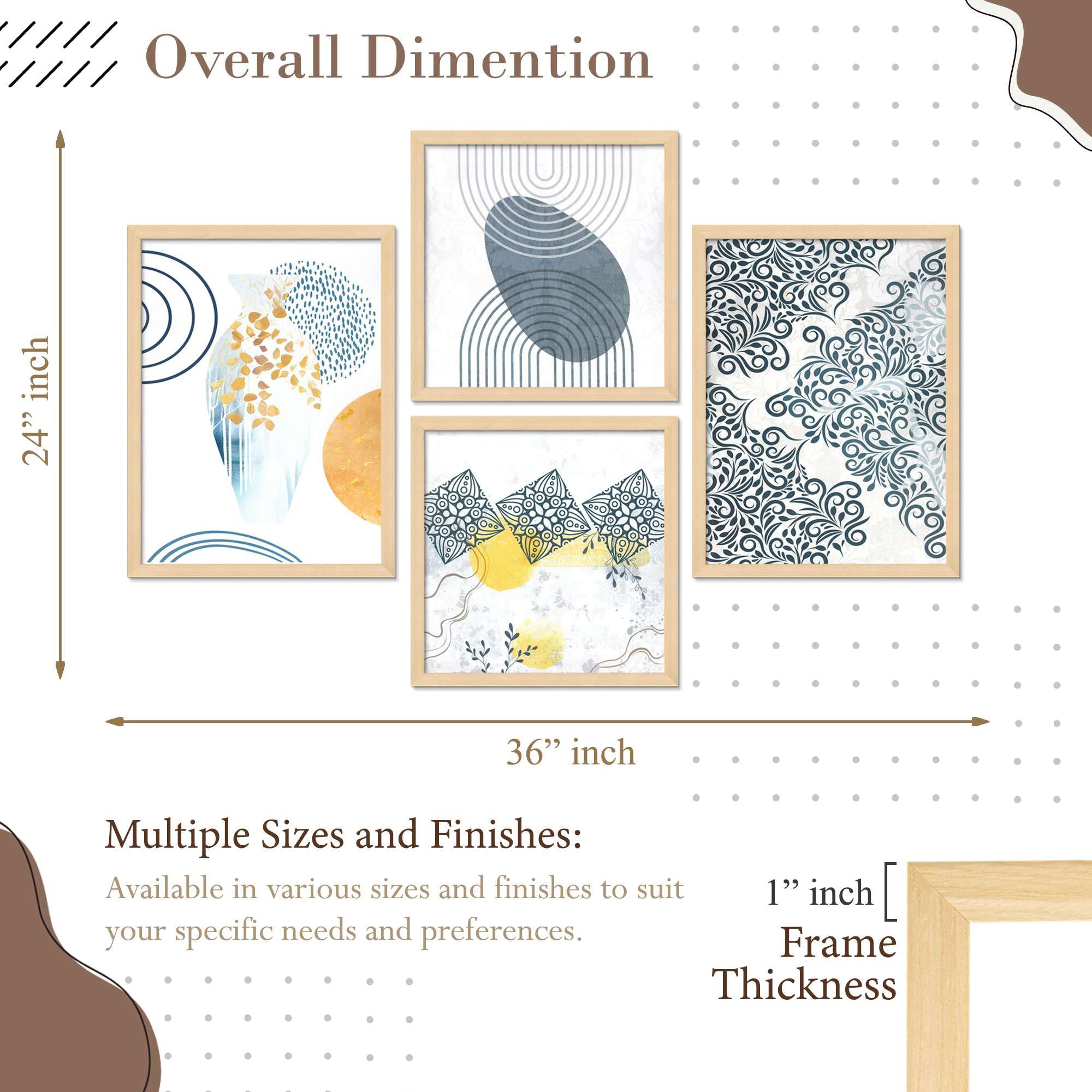 Geometric Abstract Wall Art Set of 4 | Framed Canvas Prints for Living Room, Bedroom & Office | Minimalist Modern Home Decor
( 36X24 Inches ) (BLACKLUXE CRAFTS) - BLACKLUXECRAFTS