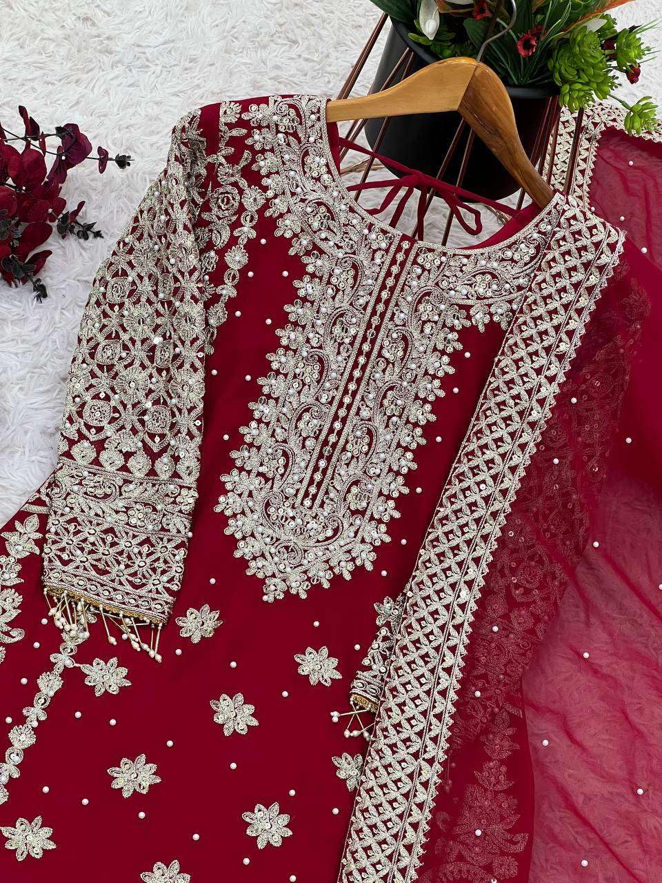 Black Embroidered Pakistani Suit with Heavy Silver Zari & Sequin Work | Designer Salwar Kameez with Dupatta for Women (BLACKLUXE CRAFTS) - BLACKLUXECRAFTS