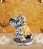 Silver Elephant Musician Figurine – Handcrafted Resin Elephant Statue with Accordion for Lucky Home Décor & Gifts (BLACKLUXE CRAFTS) - BLACKLUXECRAFTS