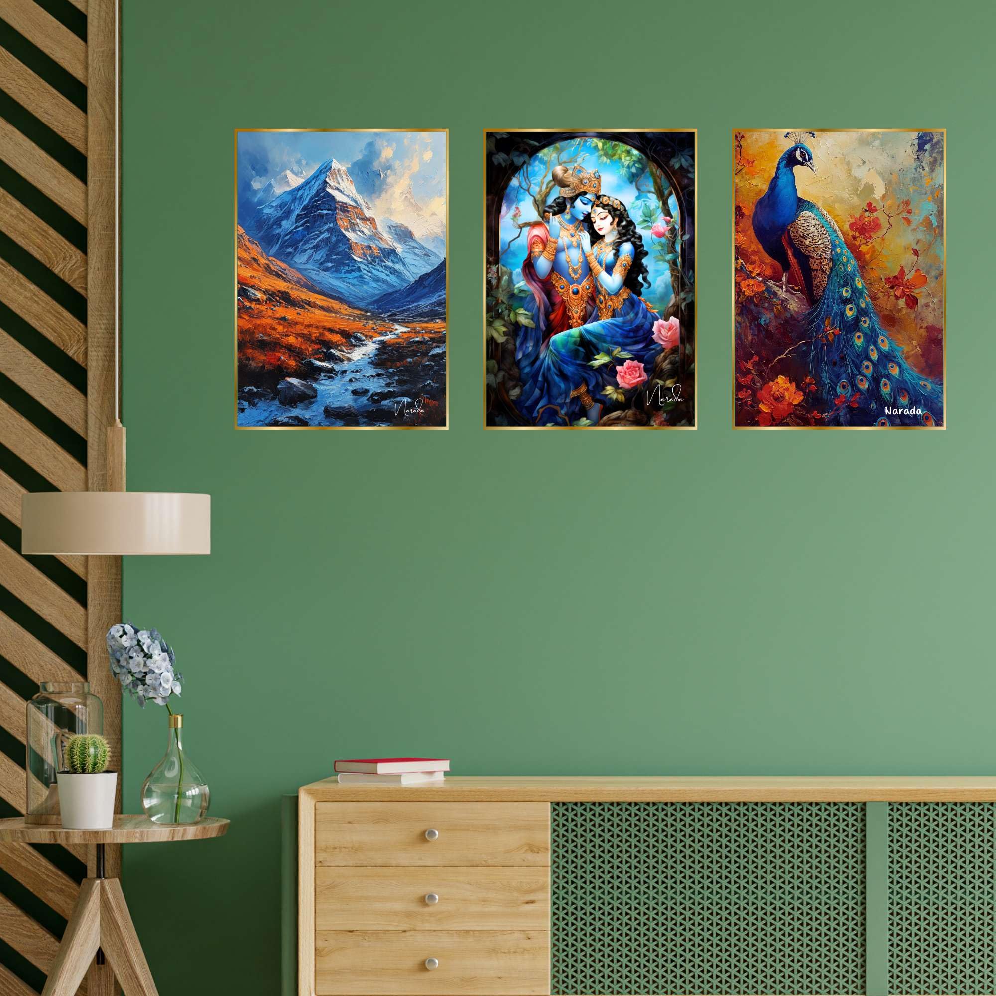 BLACKLUXE LIFESTYLE LTD Set of Three Wall Paintings for Wall Dacoration Golden Framed Wall Paintings for Living Room & Bedroom Wall Art for Home Decoration & Office Wall Décor - BLACKLUXECRAFTS