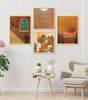 Boho Sunset Wall Art Set – Terracotta Abstract Sun & Stairs Canvas Prints | Minimalist Modern Home Décor for Living Room, Bedroom & Office | Handmade in India ( 36X24 Inches ) (BLACKLUXE CRAFTS) - BLACKLUXECRAFTS