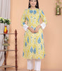 Women's Cotton Printed Mandarin Collar A-Line Kurti with Pant (Lemon) (BLACKLUXE CRAFTS) - BLACKLUXECRAFTS