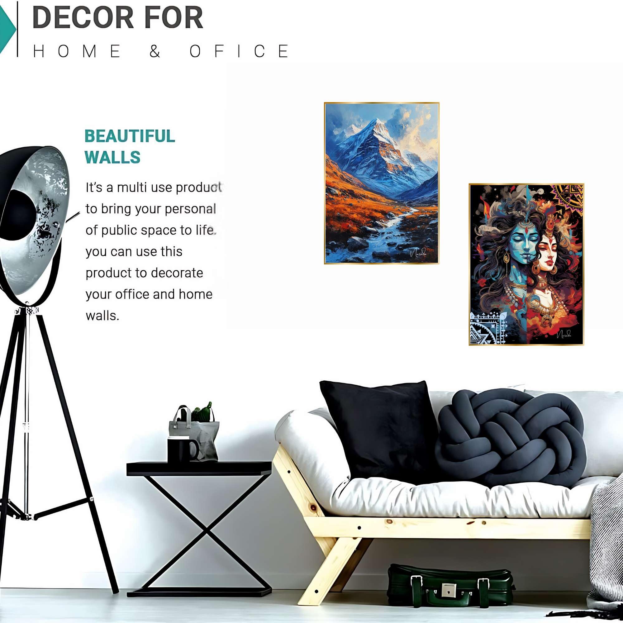 BLACKLUXE LIFESTYLE LTD Set of Two Wall Paintings for Wall Dacoration Golden Framed Wall Paintings for Living Room & Bedroom Wall Art for Home Decoration & Office Wall Décor - BLACKLUXECRAFTS