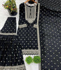 Embroidered Sharara Suit with Dupatta – Designer Party Wear Indian Outfit for Women (BLACKLUXE CRAFTS) - BLACKLUXECRAFTS