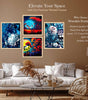 Floral Moonlight Wall Art Set of 4 | Vibrant Red & Blue Flower Canvas Prints | Modern Framed Artwork for Living Room, Bedroom & Office Decor
 ( 36X24 Inches ) (BLACKLUXE CRAFTS) - BLACKLUXECRAFTS