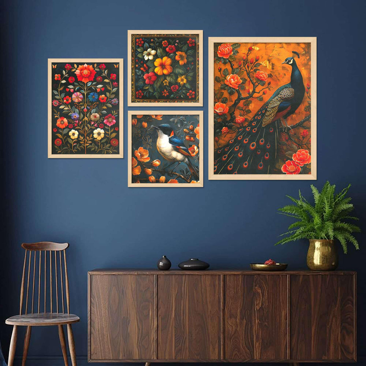 Peacock & Floral Wall Art Set of 4 | Elegant Bird and Flower Canvas Prints | Luxury Nature Wall Decor for Living Room, Bedroom & Office
( 36X24 Inches ) (BLACKLUXE CRAFTS) - BLACKLUXECRAFTS