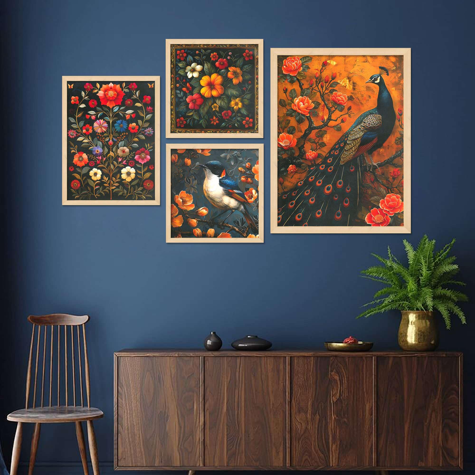 Peacock & Floral Wall Art Set of 4 | Elegant Bird and Flower Canvas Prints | Luxury Nature Wall Decor for Living Room, Bedroom & Office
( 36X24 Inches ) (BLACKLUXE CRAFTS) - BLACKLUXECRAFTS