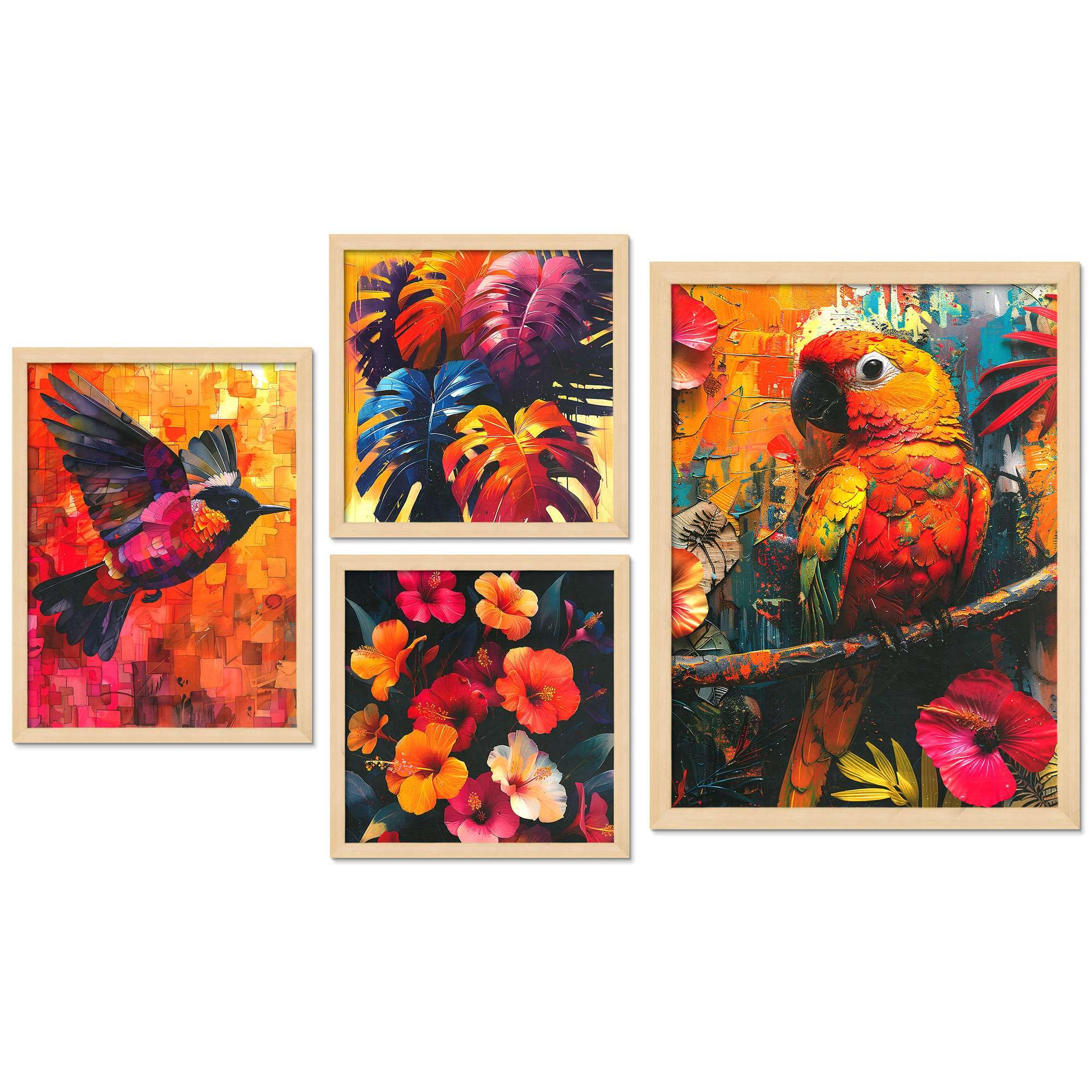 Tropical Parrot Wall Art Set of 4 | Colorful Bird & Floral Canvas Prints | Exotic Jungle Theme Home Decor for Living Room, Bedroom & Office
( 36X24 Inches ) (BLACKLUXE CRAFTS) - BLACKLUXECRAFTS