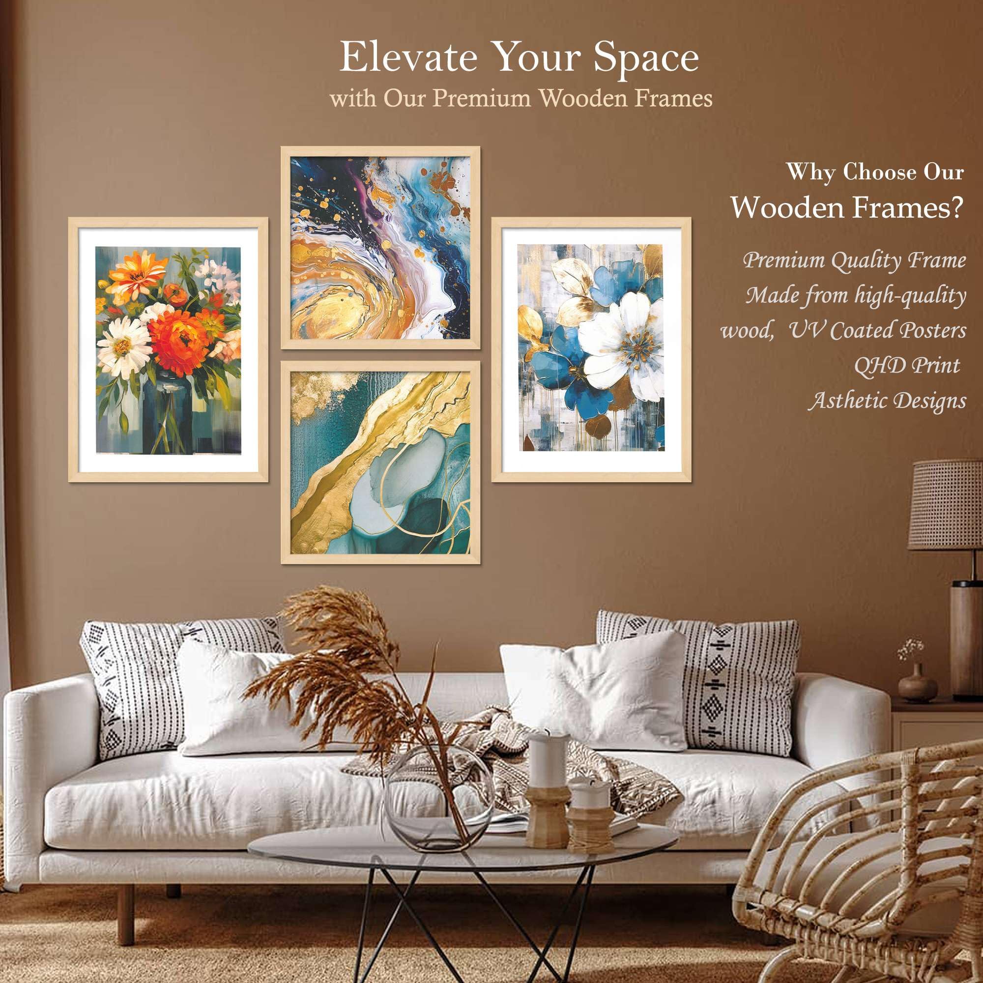 Floral & Abstract Wall Art Prints – Modern Blue Gold Canvas Painting Set for Living Room, Bedroom & Office Décor | Handmade Wall Art from India
( 36X24 Inches ) (BLACKLUXE CRAFTS) - BLACKLUXECRAFTS