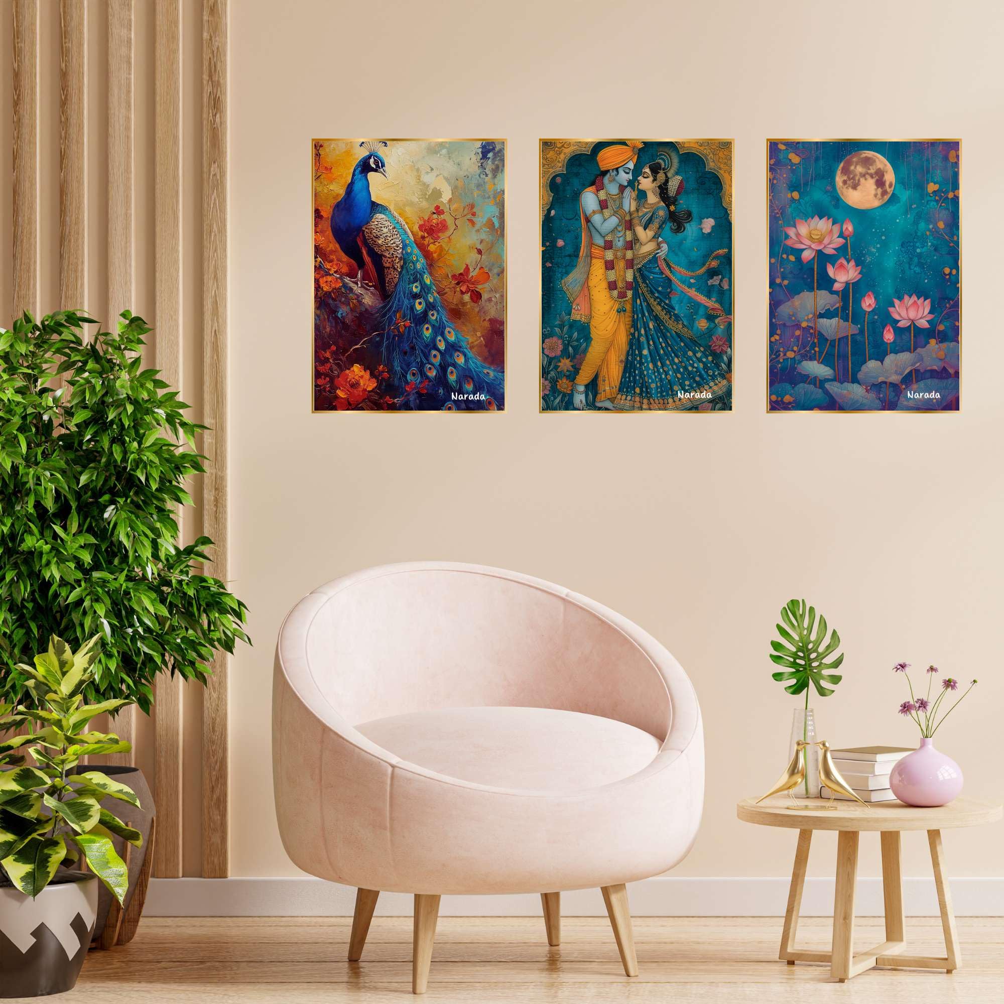 BLACKLUXE LIFESTYLE LTD Set of Three Wall Paintings for Wall Dacoration Golden Framed Wall Paintings for Living Room & Bedroom Wall Art for Home Decoration & Office Wall Décor - BLACKLUXECRAFTS