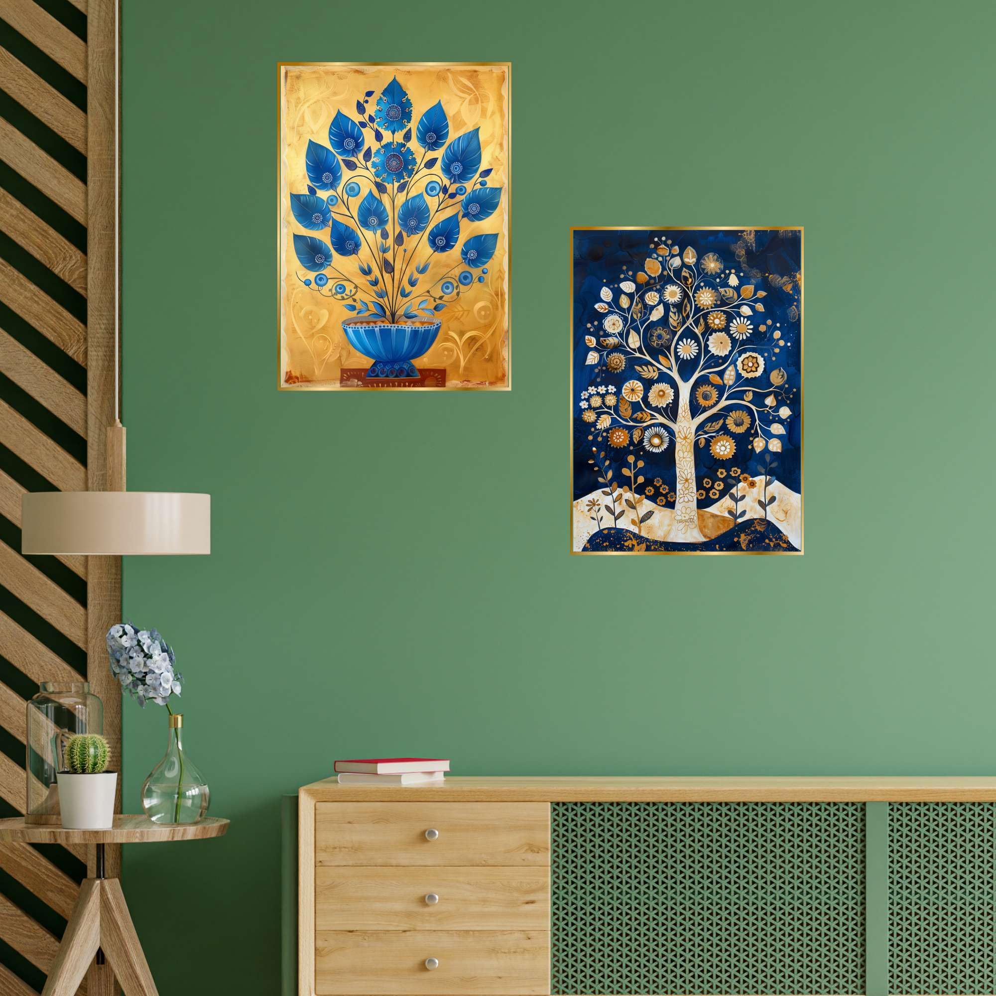 BLACKLUXE LIFESTYLE LTD Set of Two Wall Paintings for Wall Dacoration Golden Framed Wall Paintings for Living Room & Bedroom Wall Art for Home Decoration & Office Wall Décor - BLACKLUXECRAFTS