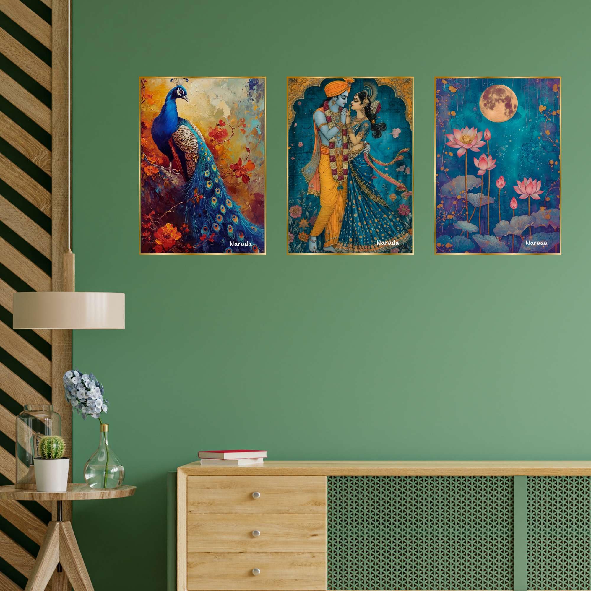 BLACKLUXE LIFESTYLE LTD Set of Three Wall Paintings for Wall Dacoration Golden Framed Wall Paintings for Living Room & Bedroom Wall Art for Home Decoration & Office Wall Décor - BLACKLUXECRAFTS