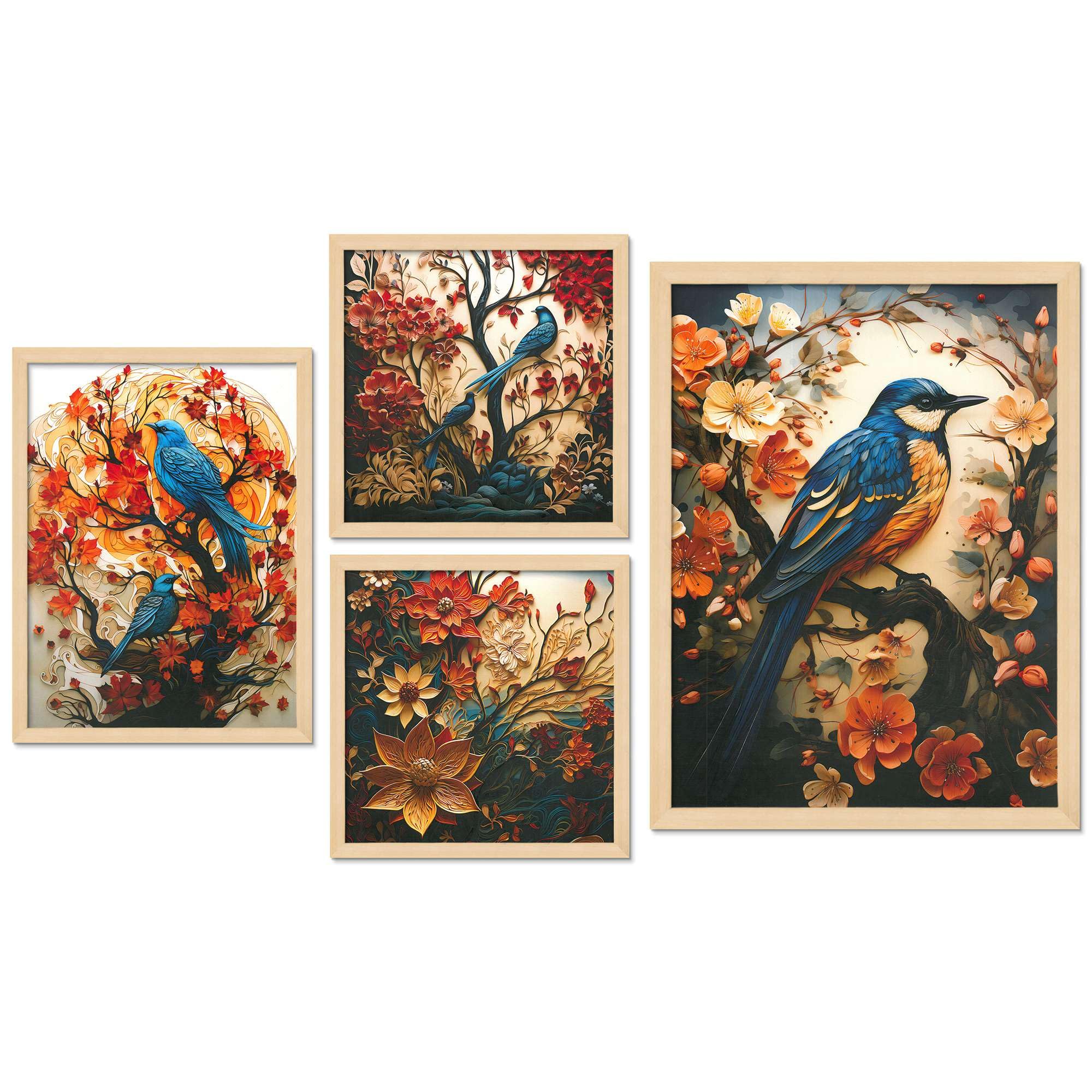 Bird and Floral Wall Art Set of 4 | Colorful Nature Canvas Prints with Blue Birds & Flowers | Elegant Botanical Wall Decor for Living Room & Bedroom
( 36X24 Inches ) (BLACKLUXE CRAFTS) - BLACKLUXECRAFTS