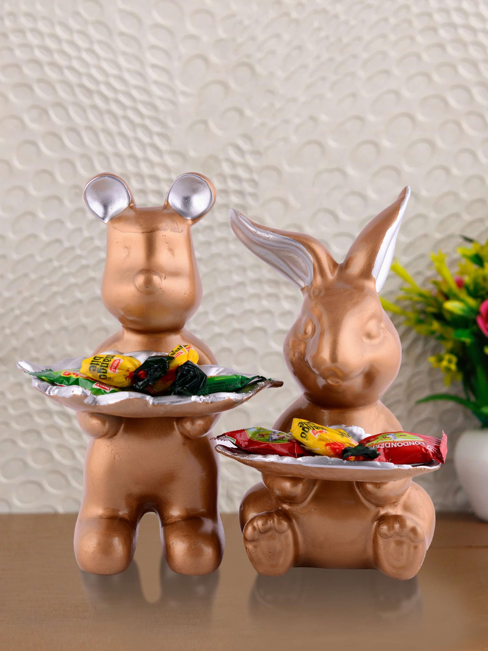 Cute Animal Candy Holder Set – Decorative Bunny & Bear Figurine Bowls for Sweets, Snacks & Chocolate | Resin Tabletop Décor for Home & Kids Room
(13 cm) (BLACKLUXE CRAFTS) - BLACKLUXECRAFTS