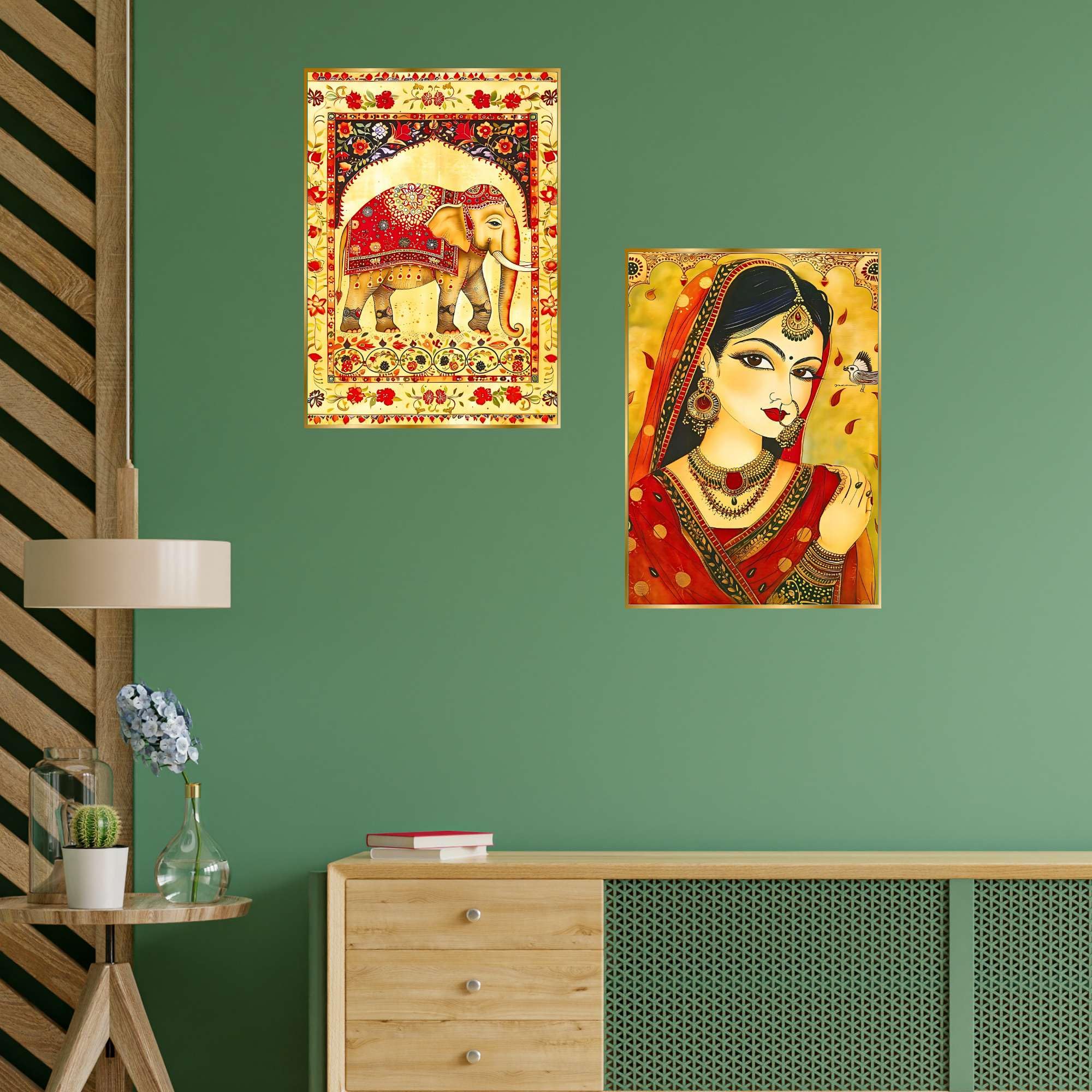 BLACKLUXE LIFESTYLE LTD Set of Two Wall Paintings for Wall Dacoration Golden Framed Wall Paintings for Living Room & Bedroom Wall Art for Home Decoration & Office Wall Décor - BLACKLUXECRAFTS