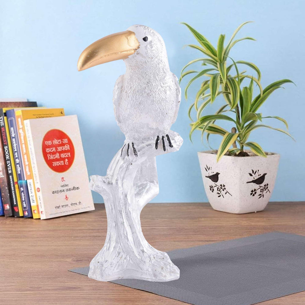 White Toucan Bird Figurine – Handcrafted Resin Tropical Bird Statue with Golden Beak for Modern Home Décor (BLACKLUXE CRAFTS) - BLACKLUXECRAFTS