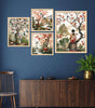 Oriental Cherry Blossom Wall Art Set of 4 | Japanese Chinese Style Canvas Prints with Birds & Nature | Elegant Asian Wall Decor for Living Room & Bedroom ( 36X24 Inches ) (BLACKLUXE CRAFTS) - BLACKLUXECRAFTS